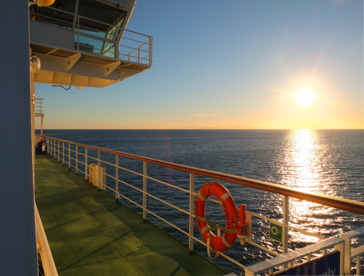 Interislander Aratere Sunset Port Deck On Cook Strait