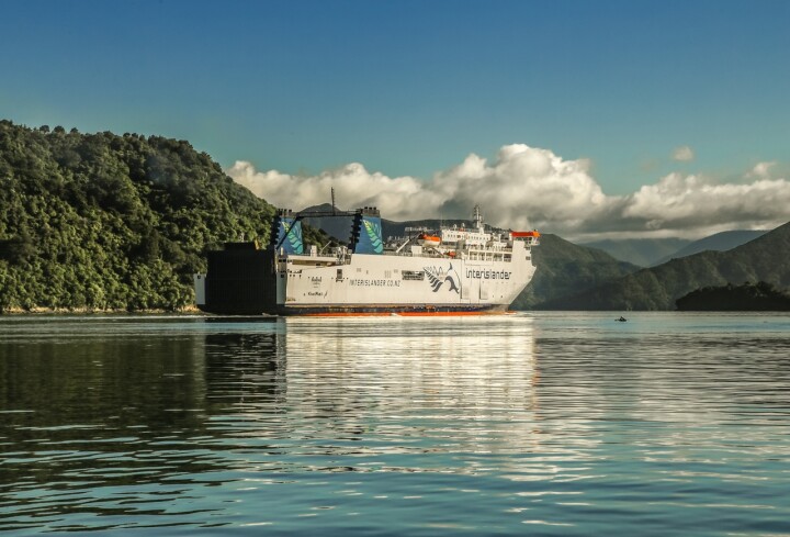 Interislander Kaiarahi Passing Rowboat at Kaipupu Point RP191 3