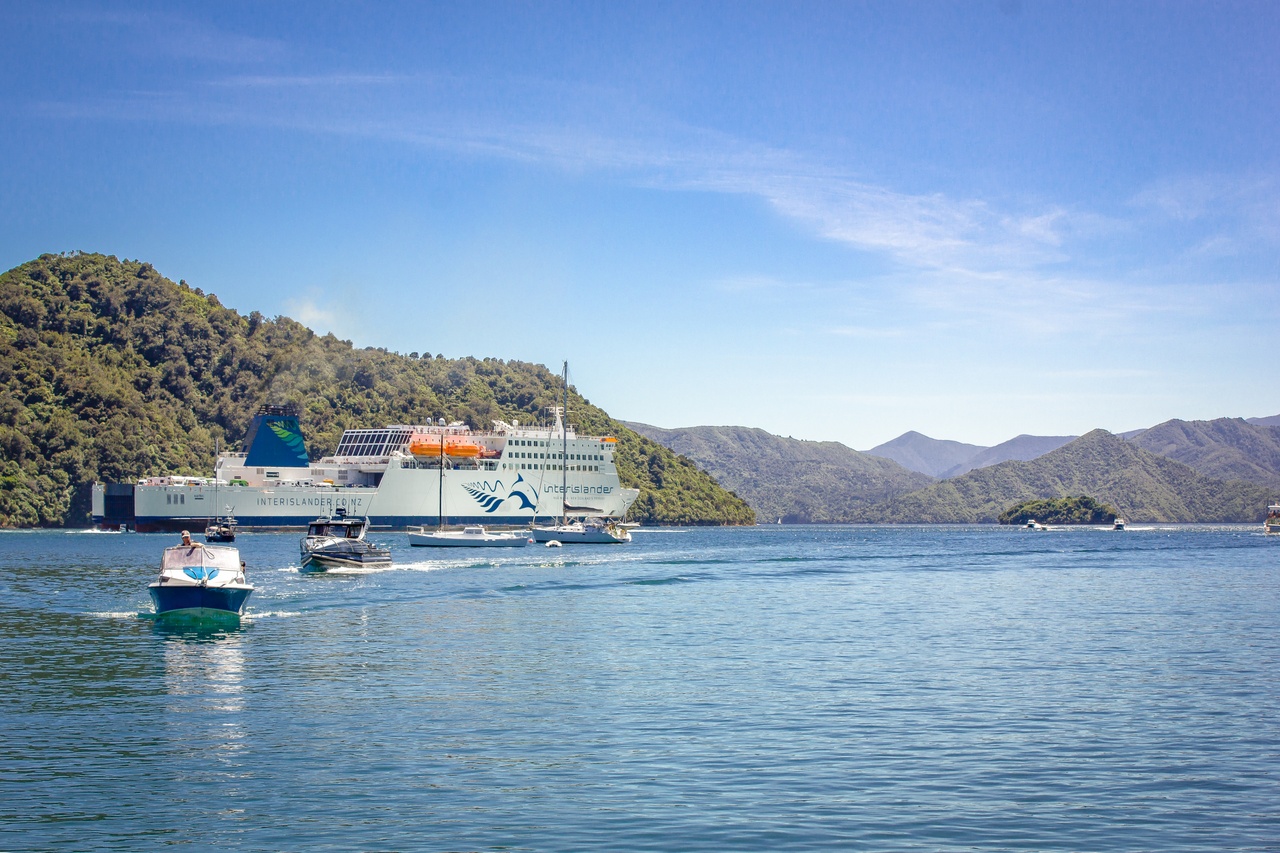 Interislander Kaitaki Leaving Picton in summer RH8784 Blue