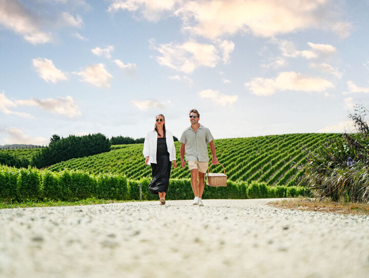 Couple at Yealands vineyards 