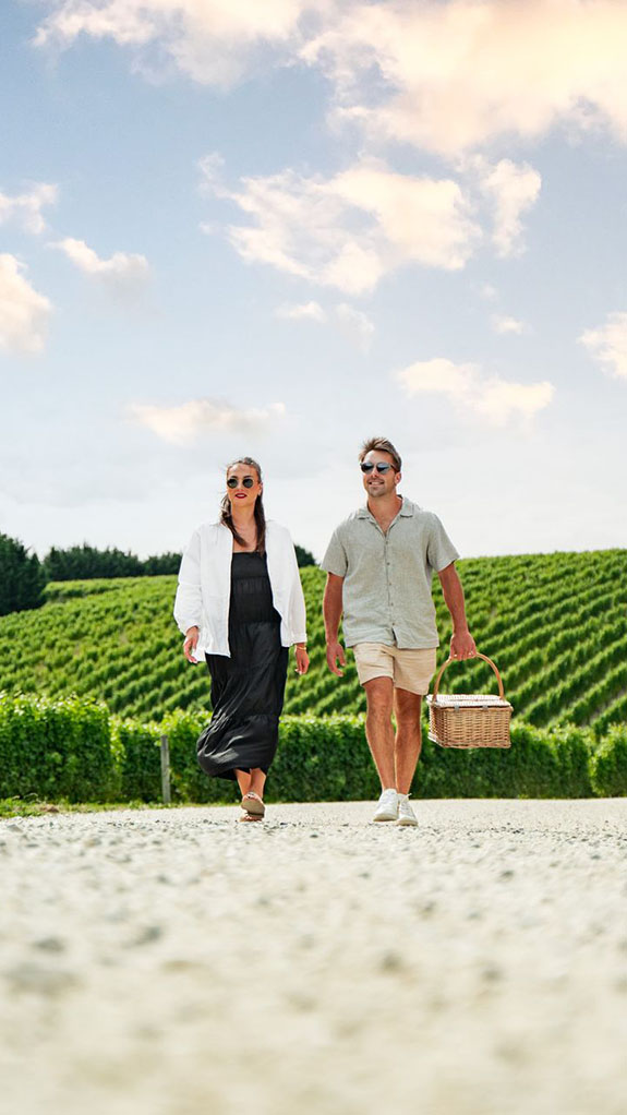 Couple at Yealands vineyards 