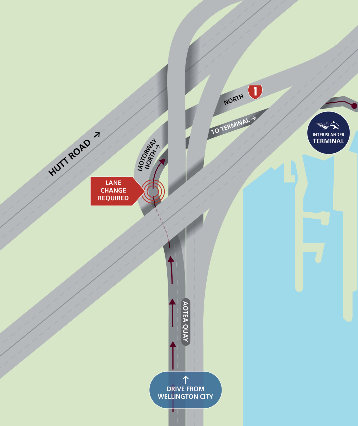 map showing driving directions to terminal